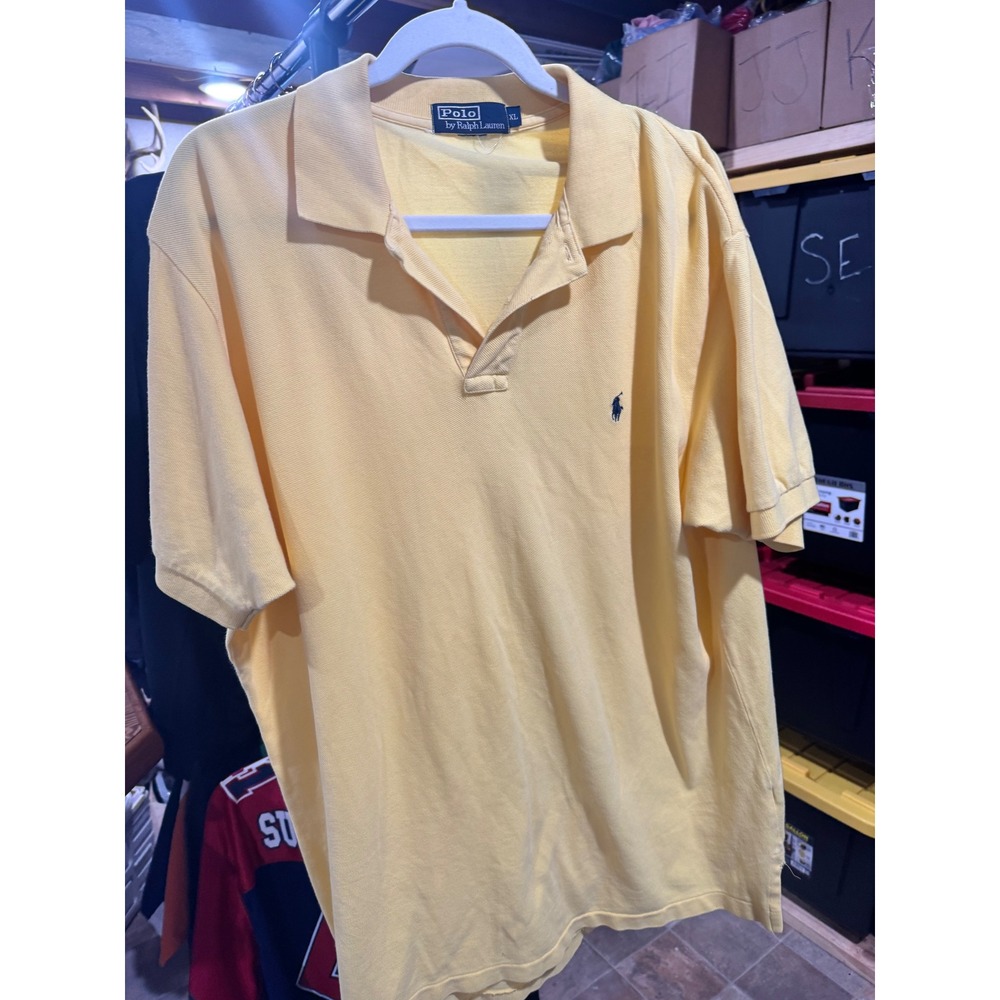 Polo‎ Ralph Lauren Mens XL Yellow Short Sleeve Cotton Pique Pony Logo Polo Shirt